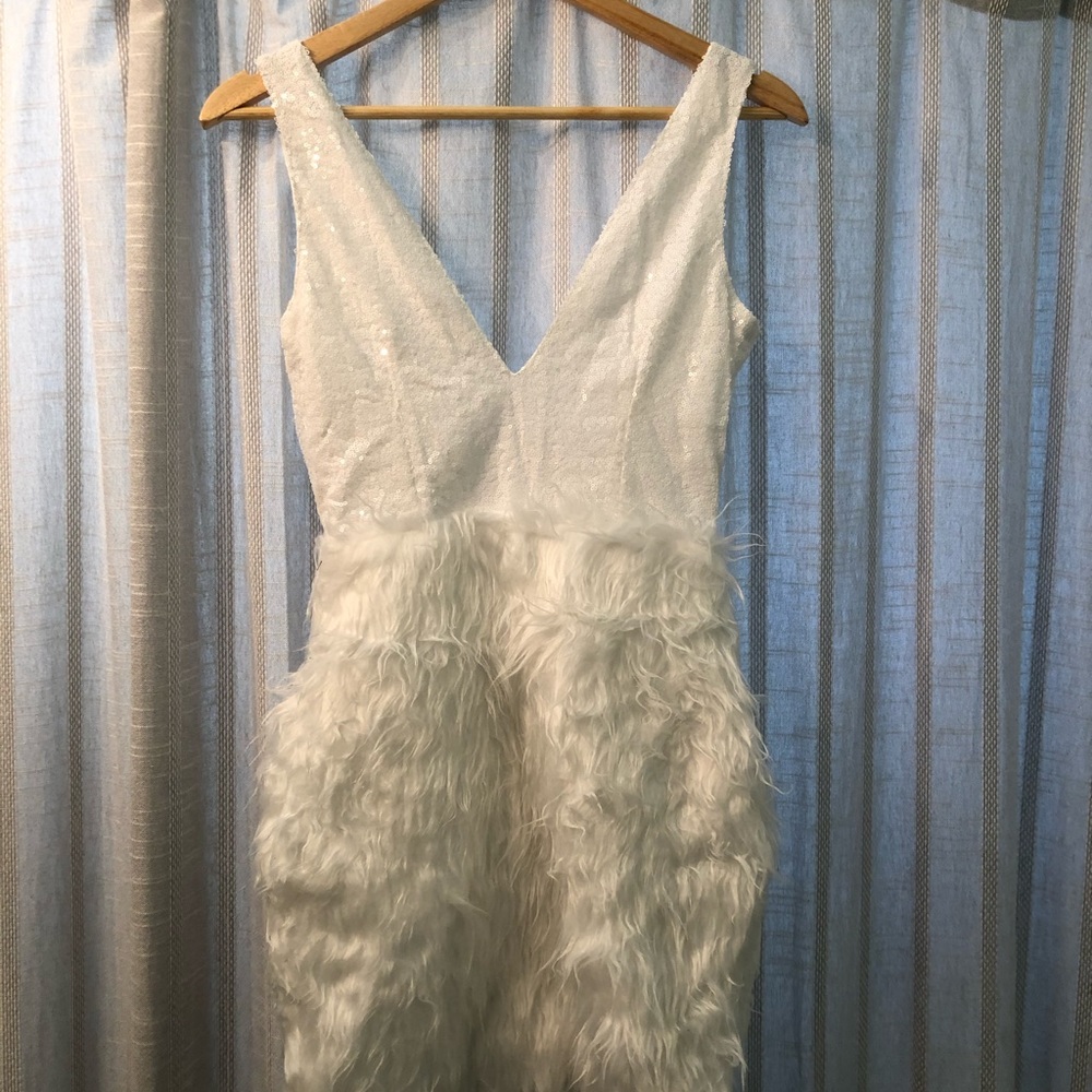 White backless mini dress
